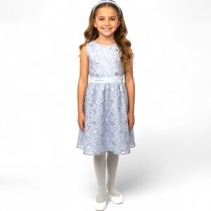 Rare Editions Size 7 Silver Sequin Flower Girl Party Dress – Sleeveless